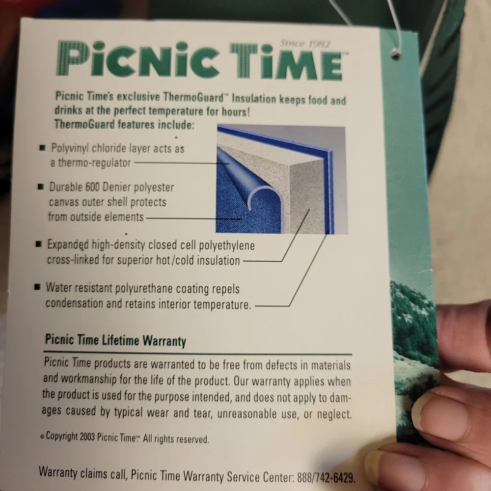 Picnic Time Estate Wine Tote Unisex OS Green NEW Insulated 2 Bottle Carrier Bag